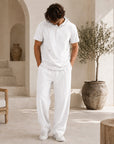 Mivanity Men's Lightweight Cotton-Linen Shirt Pants Sets