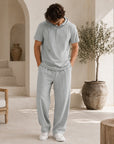 Mivanity Men's Lightweight Cotton-Linen Shirt Pants Sets