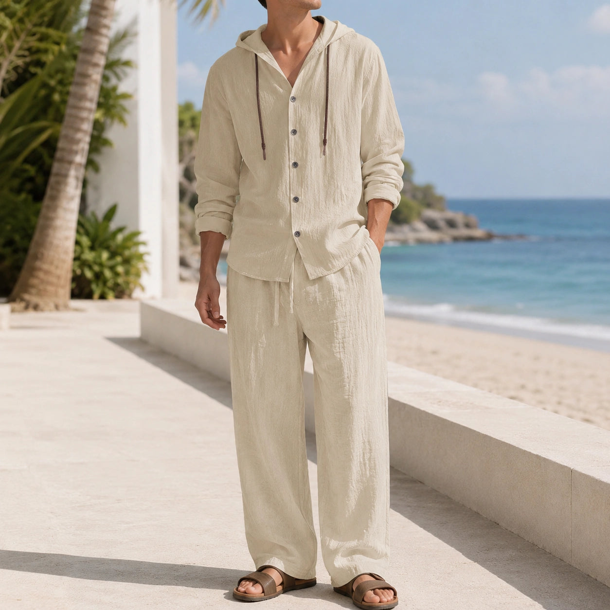 Mivanity Men's Lightweight Cotton Shirt Pants Sets