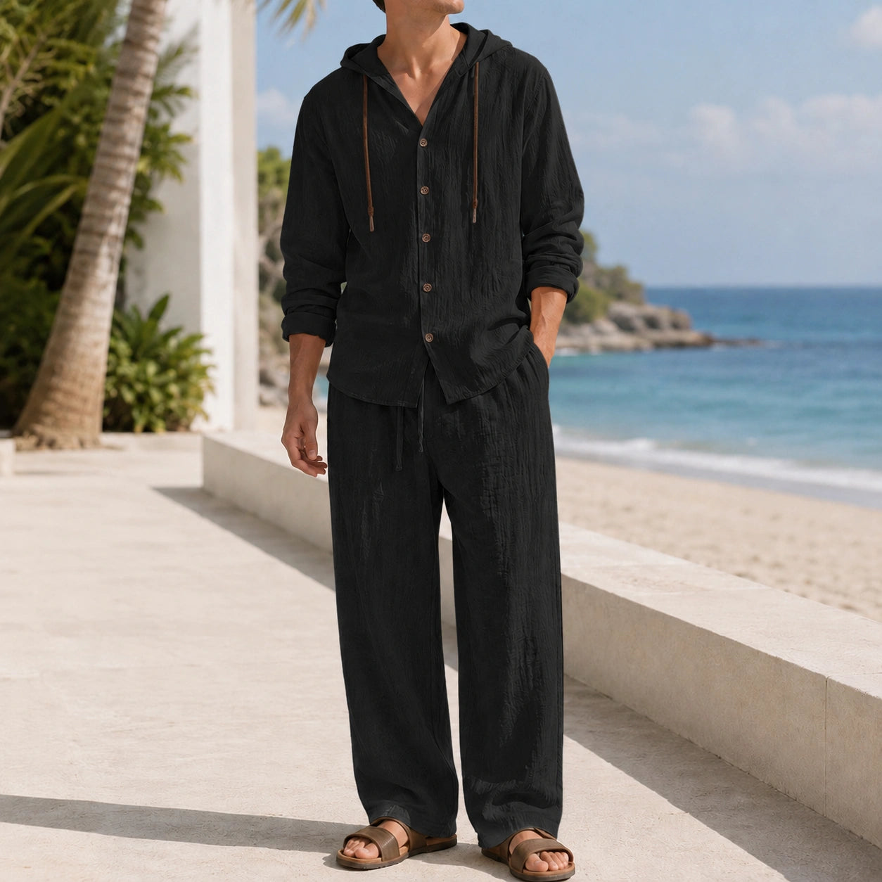 Mivanity Men's Lightweight Cotton Shirt Pants Sets