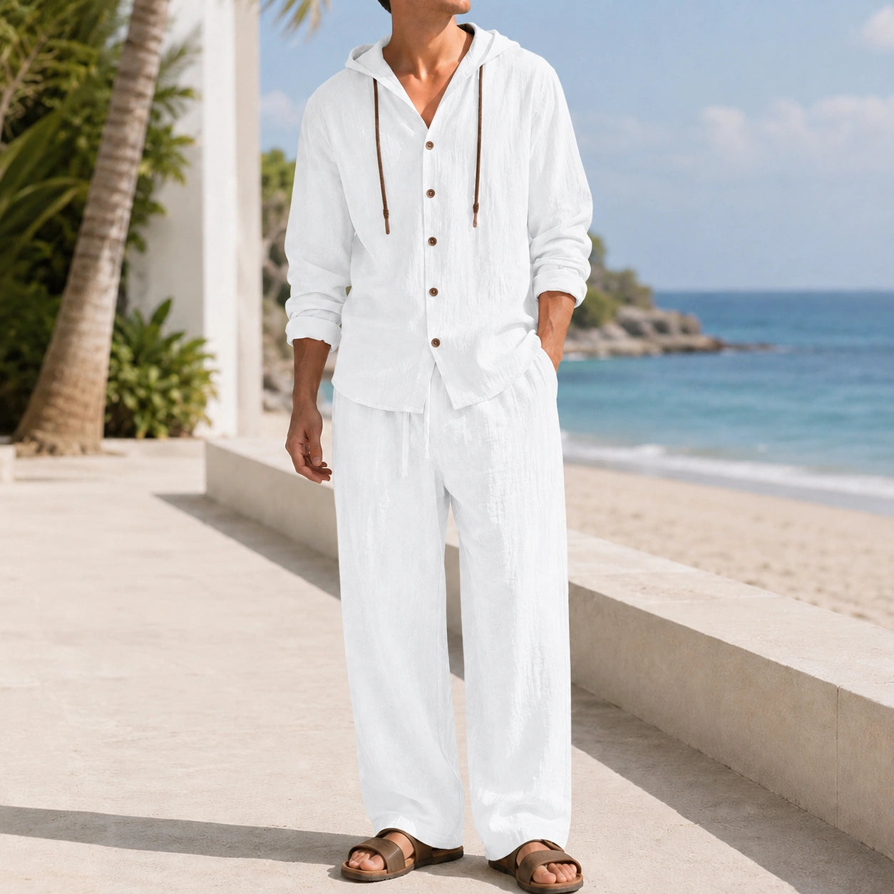 Mivanity Men's Lightweight Cotton Shirt Pants Sets
