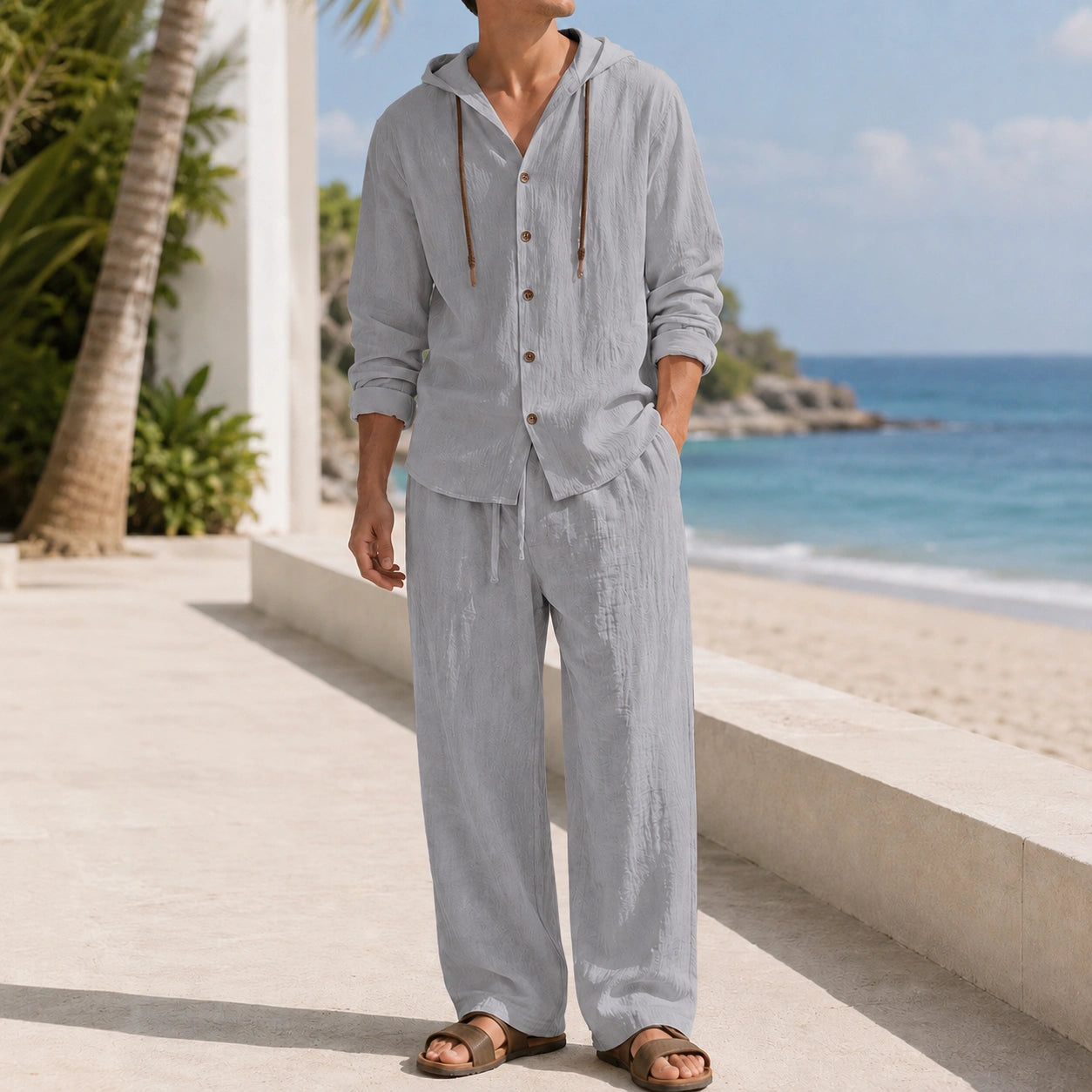 Mivanity Men's Lightweight Cotton Shirt Pants Sets