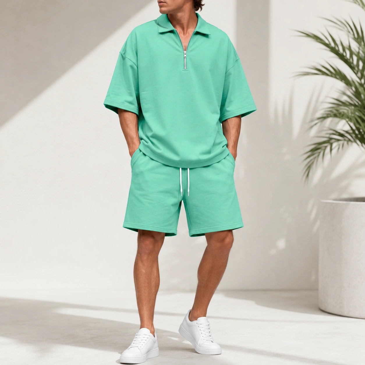 Mivanity Men's Lightweight Henley T-Shirt Shorts Sets