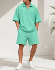 Mivanity Men's Lightweight Henley T-Shirt Shorts Sets