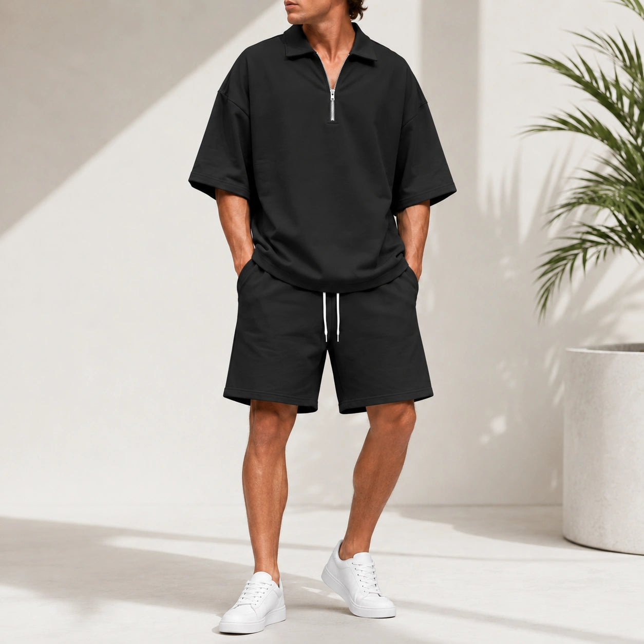 Mivanity Men's Lightweight Henley T-Shirt Shorts Sets