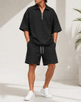 Mivanity Men's Lightweight Henley T-Shirt Shorts Sets