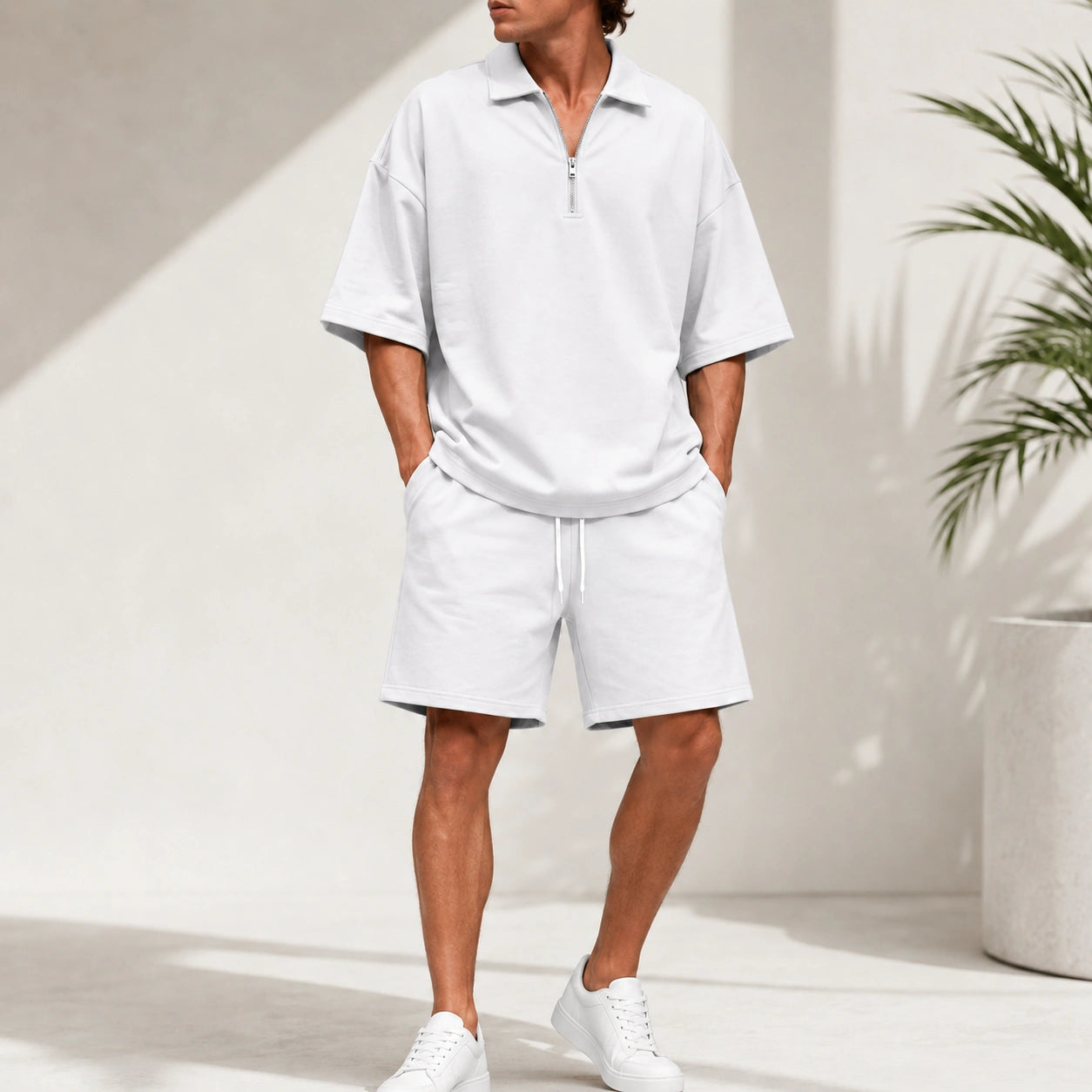 Mivanity Men's Lightweight Henley T-Shirt Shorts Sets
