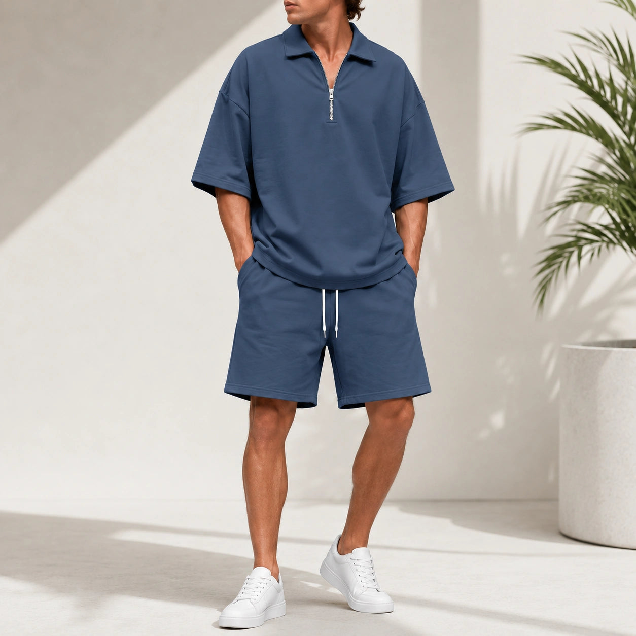 Mivanity Men's Lightweight Henley T-Shirt Shorts Sets