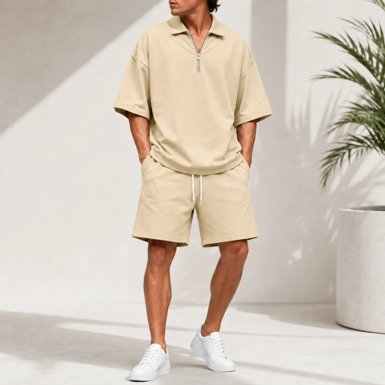 Mivanity Men's Lightweight Henley T-Shirt Shorts Sets