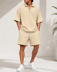 Mivanity Men's Lightweight Henley T-Shirt Shorts Sets