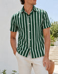 Mivanity Men's Lightweight Linen Blend Striped Shirts