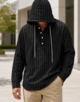Mivanity Men's Lightweight Linen Hooded Striped Shirts