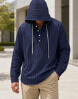 Mivanity Men's Lightweight Linen Hooded Striped Shirts