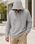 Mivanity Men's Lightweight Linen Hooded Striped Shirts