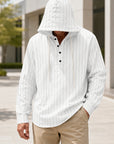 Mivanity Men's Lightweight Linen Hooded Striped Shirts