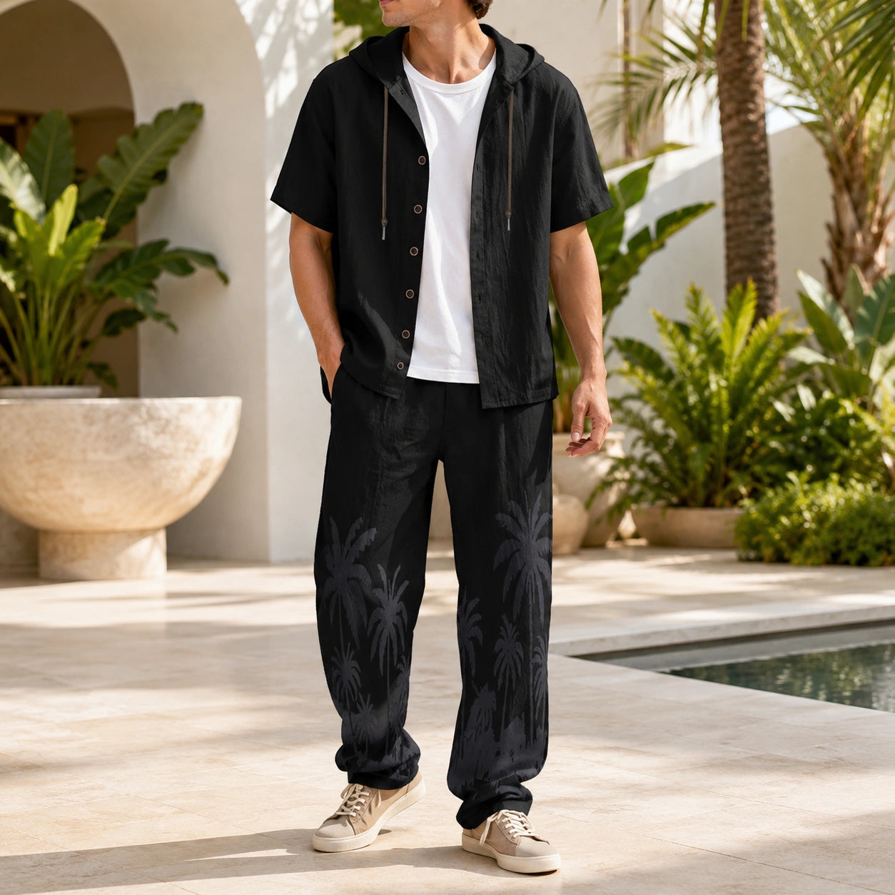 Mivanity Men's Lightweight Linen Shirt Pants Sets