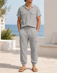 Mivanity Men's Lightweight Linen Shirt Pants Sets
