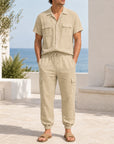 Mivanity Men's Lightweight Linen Shirt Pants Sets