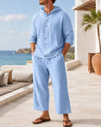 Mivanity Men's Lightweight Linen Shirt Pants Sets