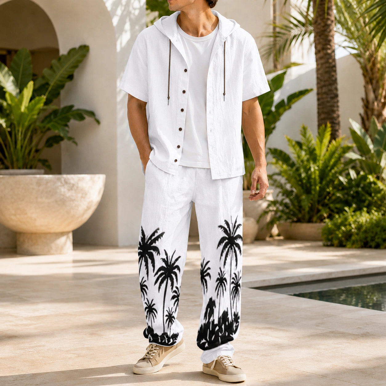 Mivanity Men's Lightweight Linen Shirt Pants Sets