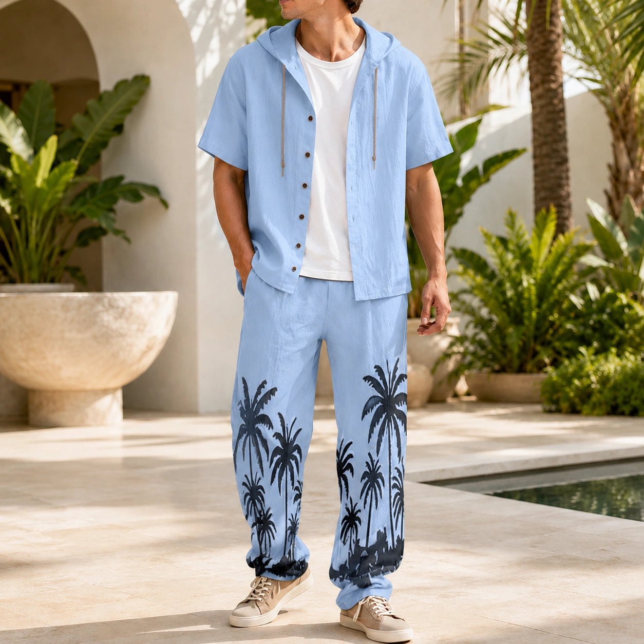 Mivanity Men's Lightweight Linen Shirt Pants Sets