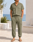 Mivanity Men's Lightweight Linen Shirt Pants Sets