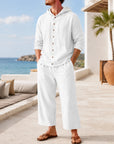 Mivanity Men's Lightweight Linen Shirt Pants Sets