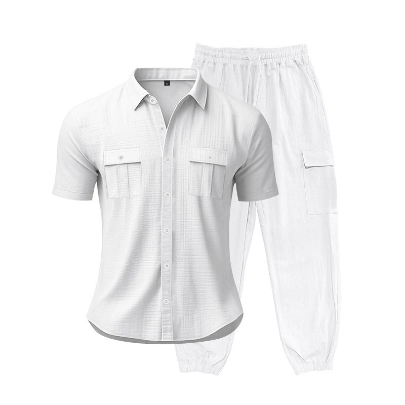 Mivanity Men's Lightweight Linen Shirt Pants Sets