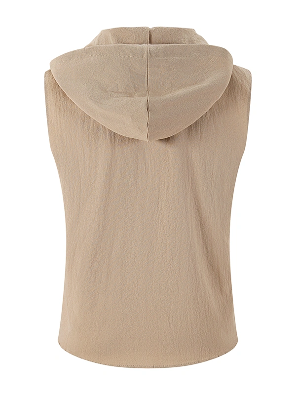 Mivanity Men's Lightweight Linen Sleeveless Hooded Top