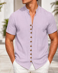 Mivanity Men's Lightweight Linen Stand Collar Shirts