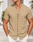 Mivanity Men's Lightweight Linen Stand Collar Shirts