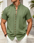 Mivanity Men's Lightweight Linen Stand Collar Shirts