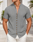 Mivanity Men's Lightweight Linen Stand Collar Shirts