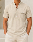 Mivanity Men's Lightweight Linen Stand Sporty casual Collar Shirts
