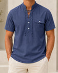 Mivanity Men's Lightweight Linen Stand Sporty casual Collar Shirts