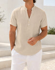 Mivanity Men's Lightweight Linen V-Neck Shirts