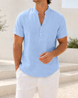 Mivanity Men's Lightweight Linen V-Neck Shirts