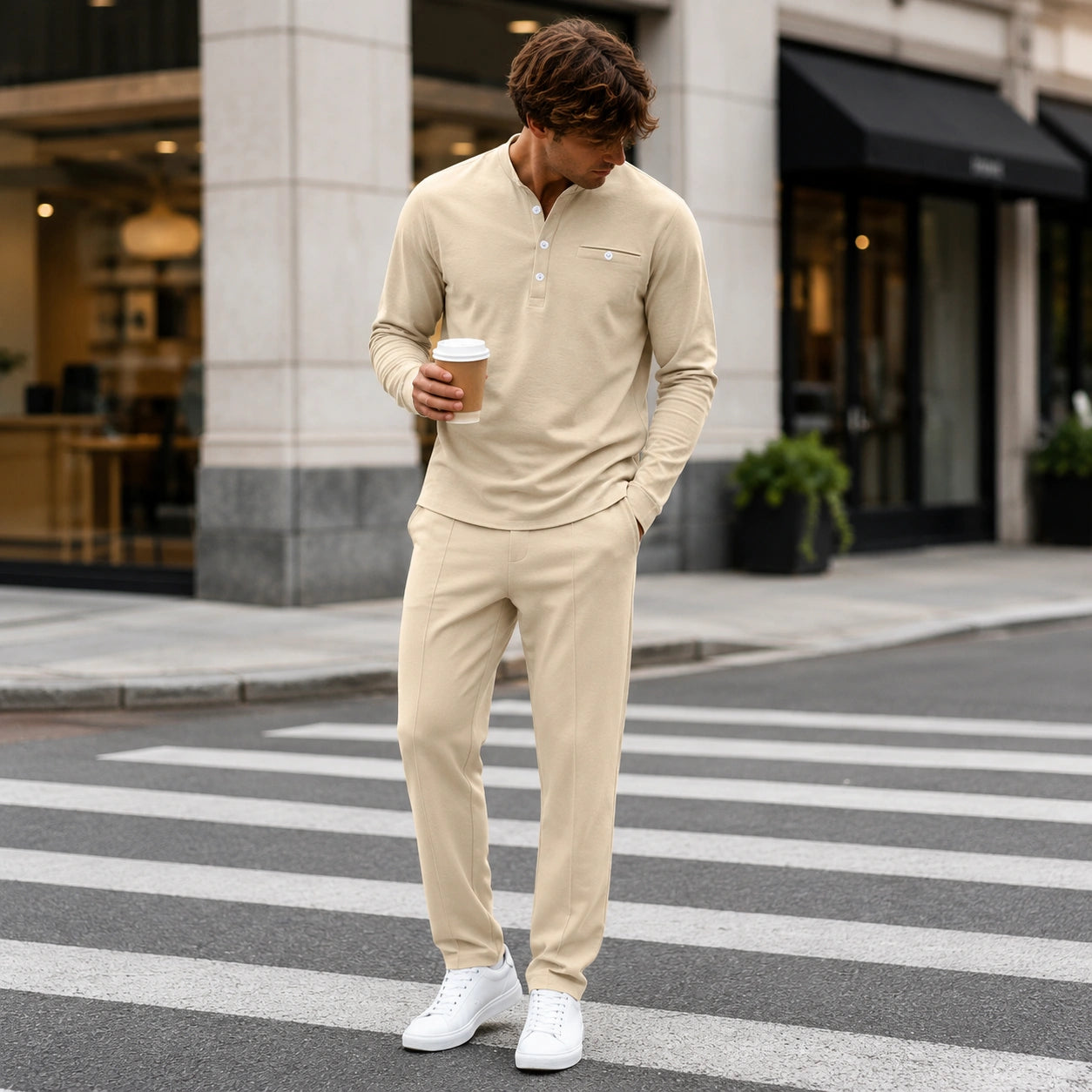 Mivanity Men's Lightweight Long-Sleeve T-Shirt Pants Sets