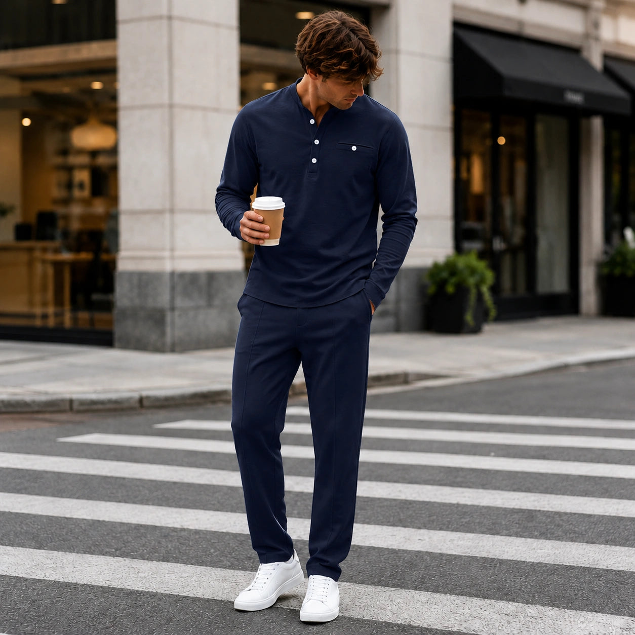 Mivanity Men's Lightweight Long-Sleeve T-Shirt Pants Sets