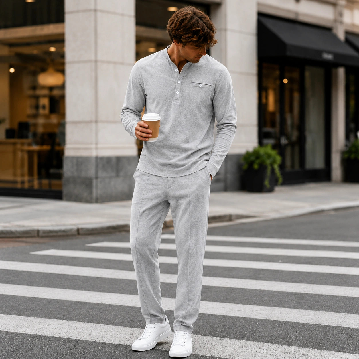 Mivanity Men's Lightweight Long-Sleeve T-Shirt Pants Sets