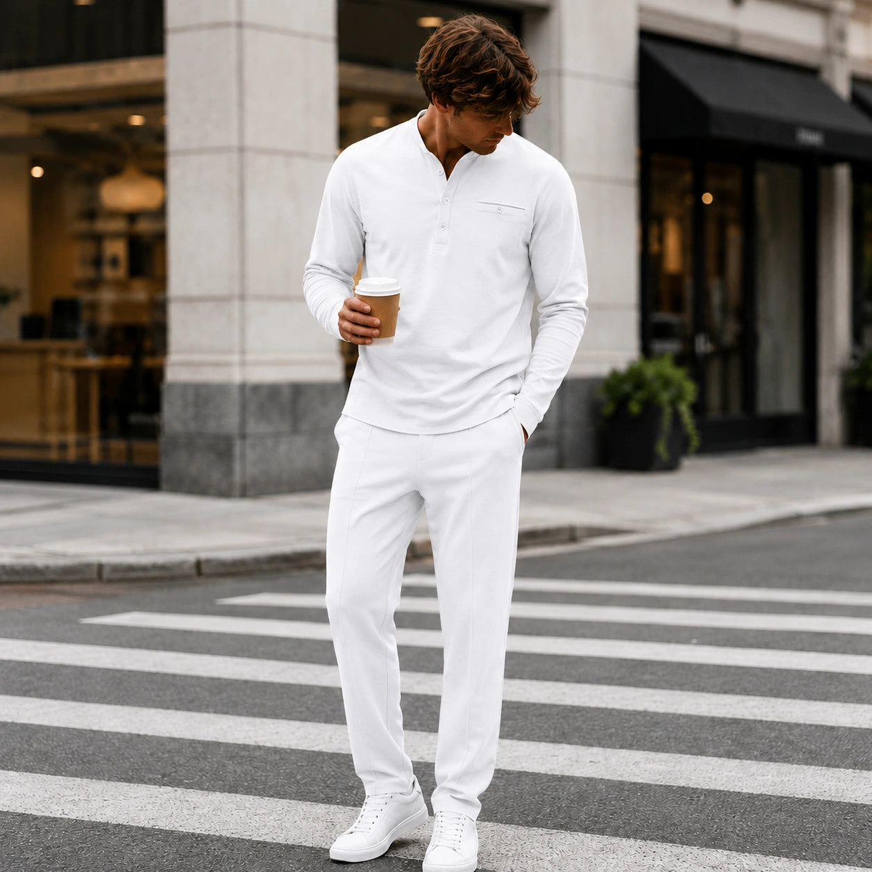 Mivanity Men's Lightweight Long-Sleeve T-Shirt Pants Sets