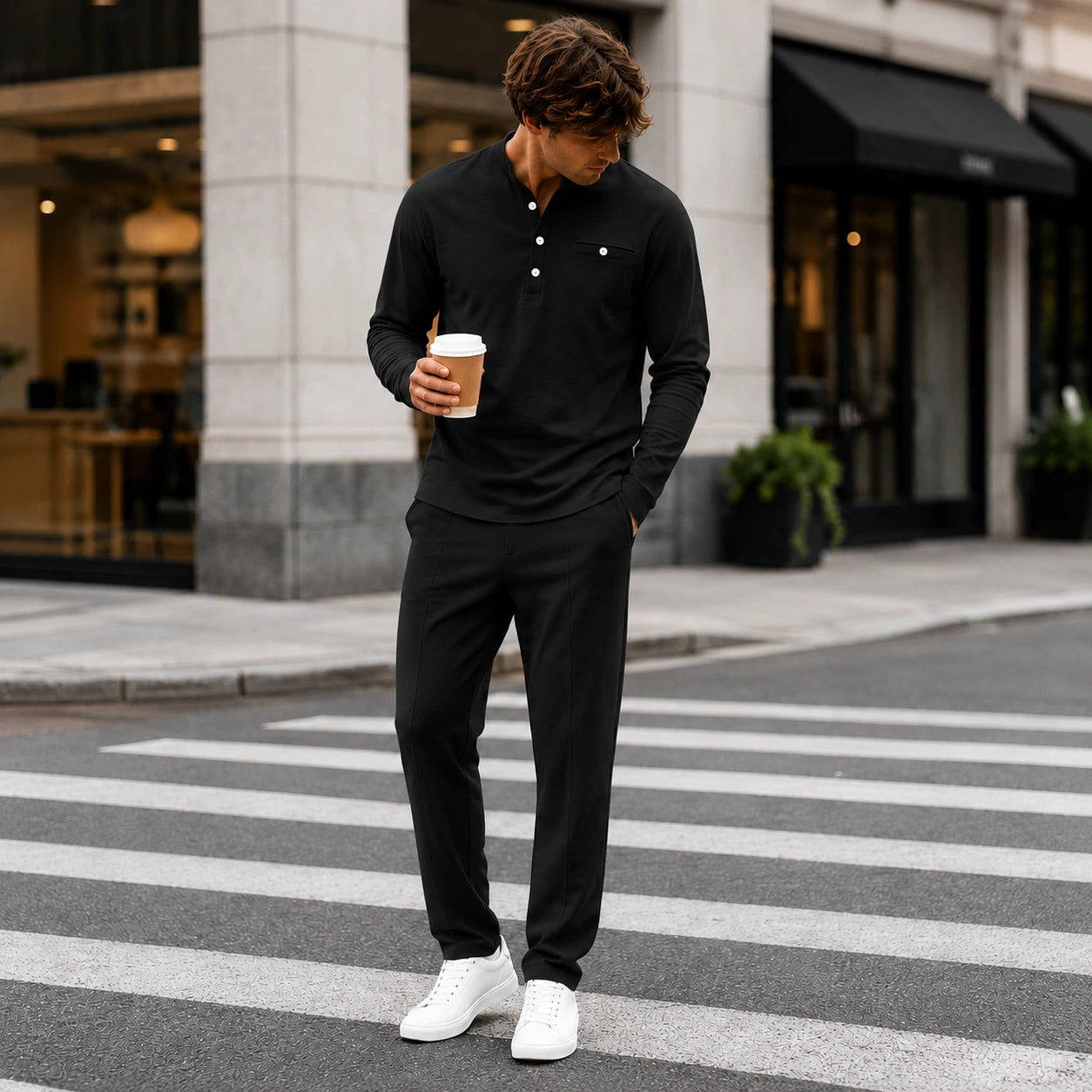 Mivanity Men's Lightweight Long-Sleeve T-Shirt Pants Sets