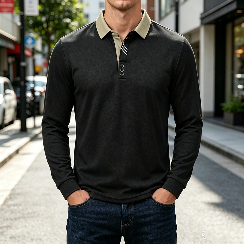 Mivanity Men's Lightweight Long Sleeve Polo Shirts