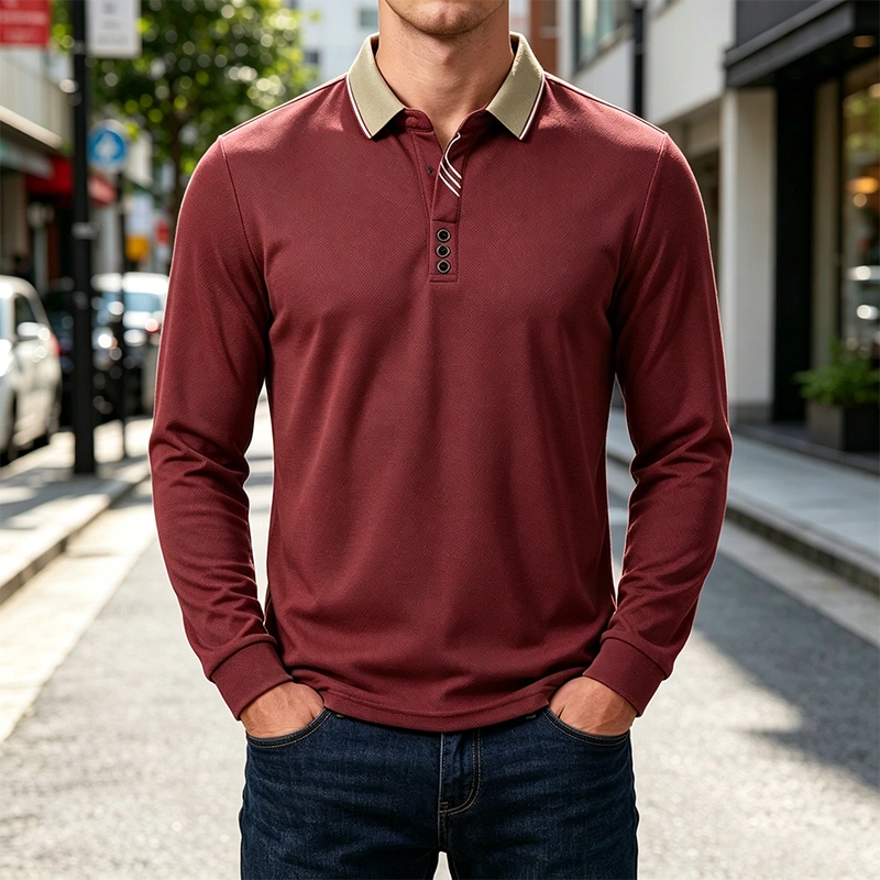 Mivanity Men's Lightweight Long Sleeve Polo Shirts