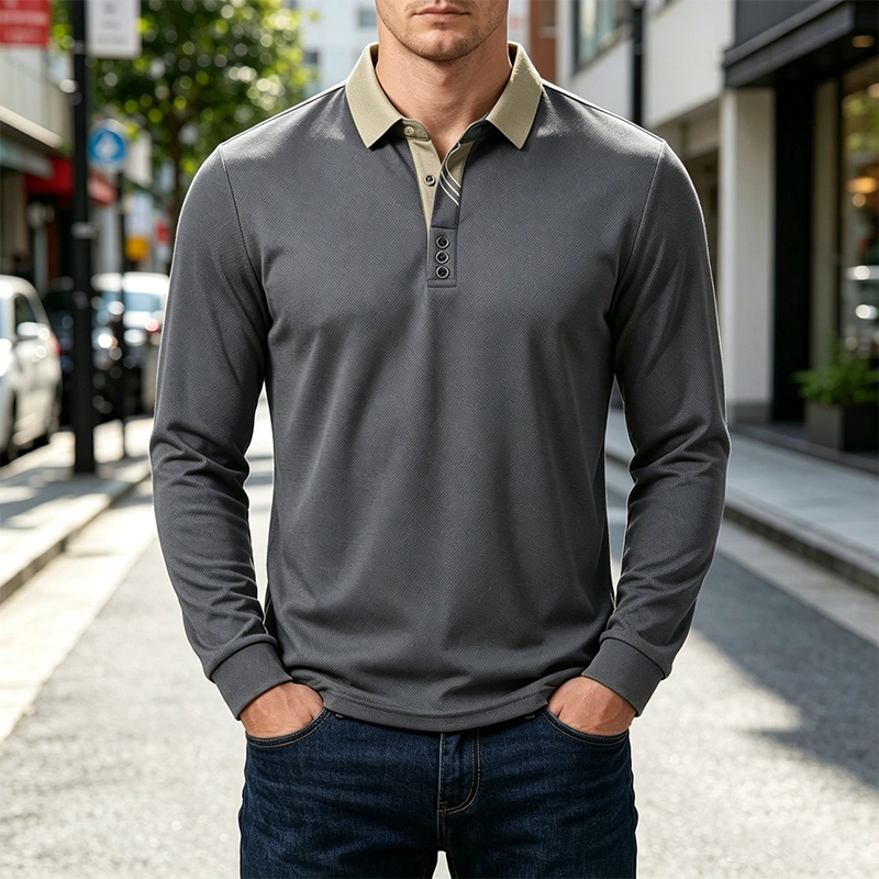 Mivanity Men's Lightweight Long Sleeve Polo Shirts