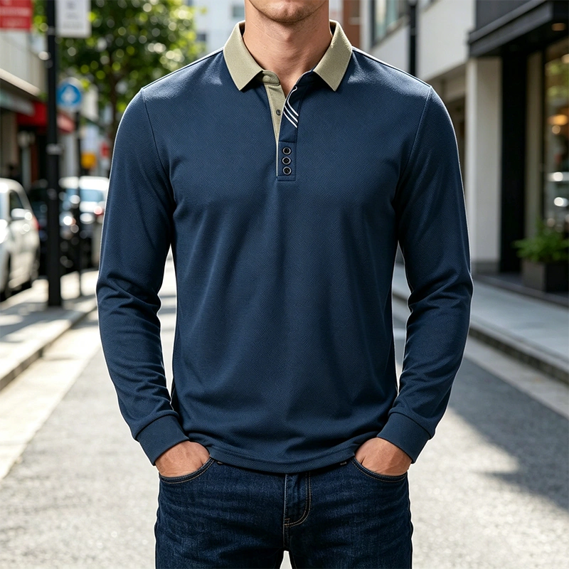 Mivanity Men's Lightweight Long Sleeve Polo Shirts