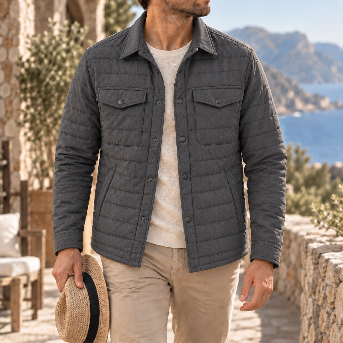 Mivanity Men's Lightweight Quilted Shirt Jackets