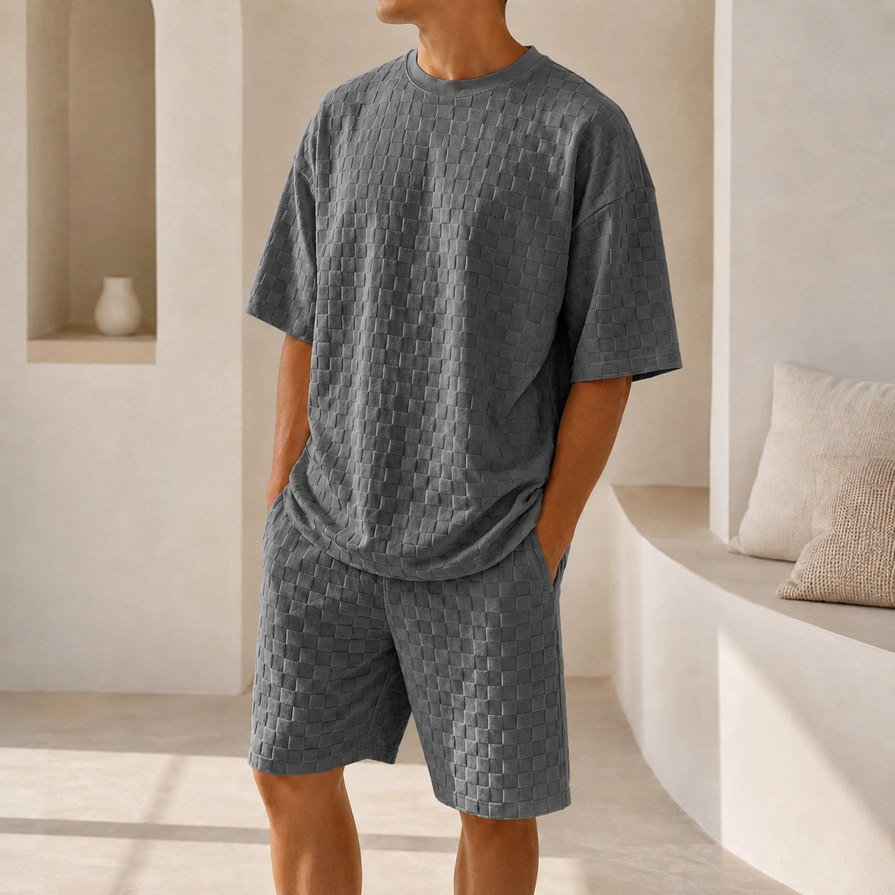 Mivanity Men's Lightweight Stretch Shirt Shorts Sets