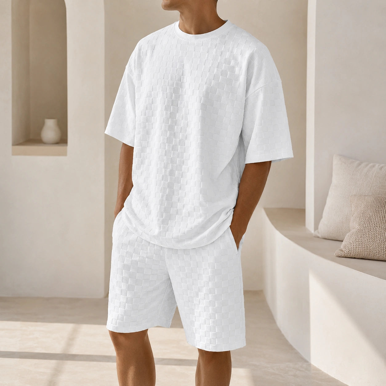 Mivanity Men's Lightweight Stretch Shirt Shorts Sets
