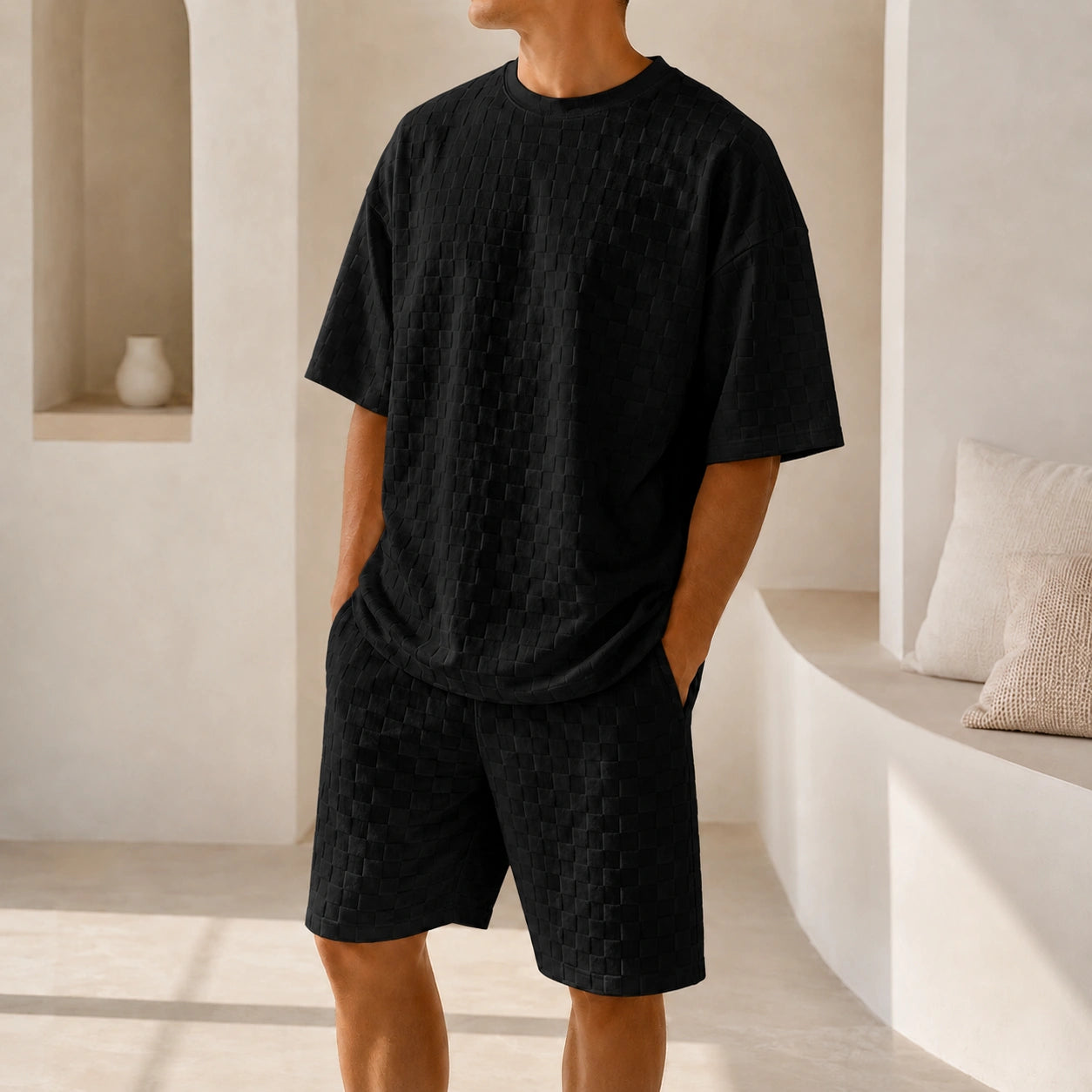 Mivanity Men's Lightweight Stretch Shirt Shorts Sets